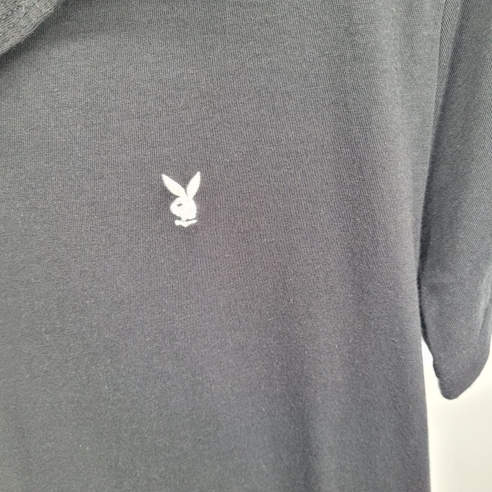 John varvatos Mens small black polo shirt short sleeve collared cotton Playboy - Picture 7 of 9